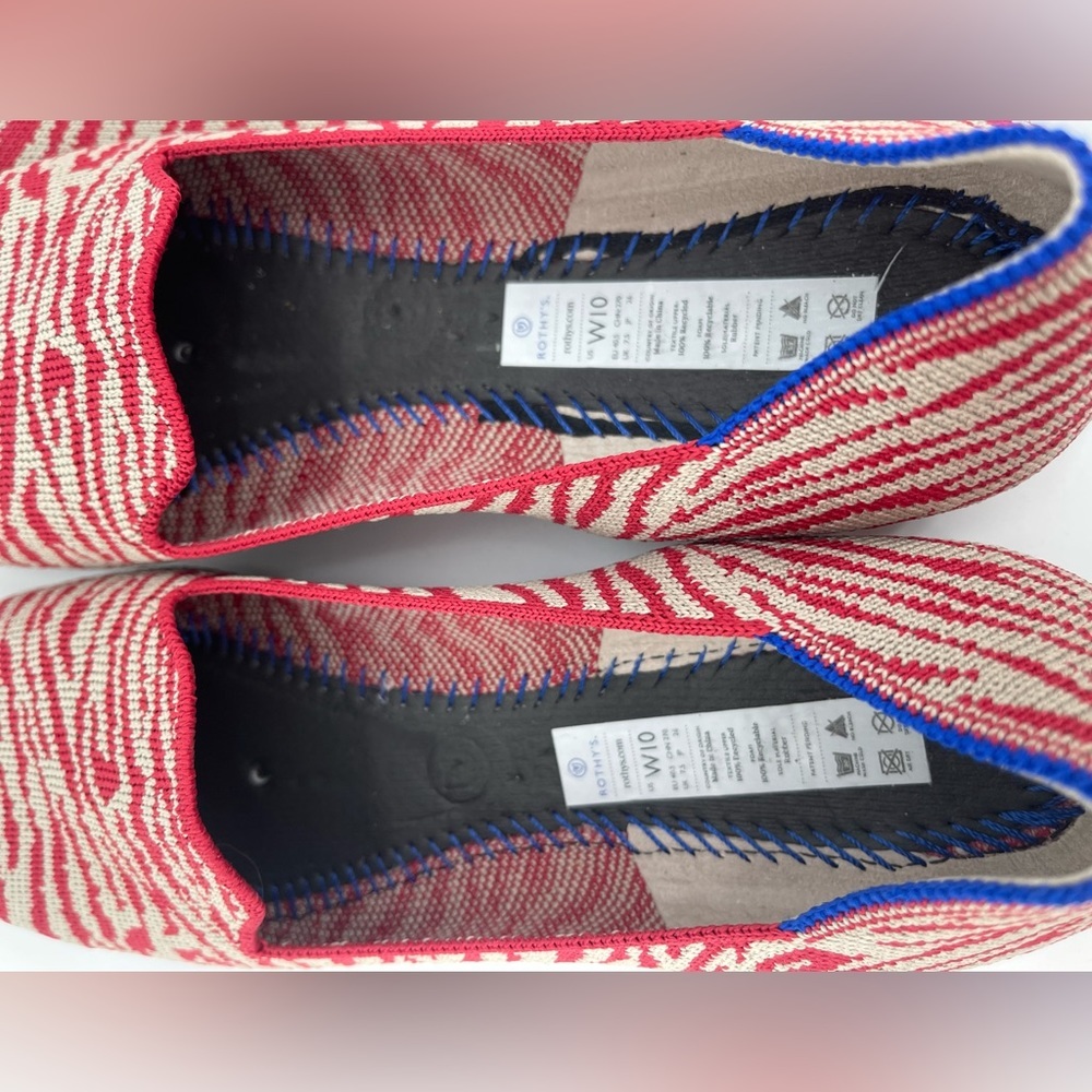 Rothy’s The Loafer Zebra Red Tan Flats Retired Slip On- - Picture 7 of 9